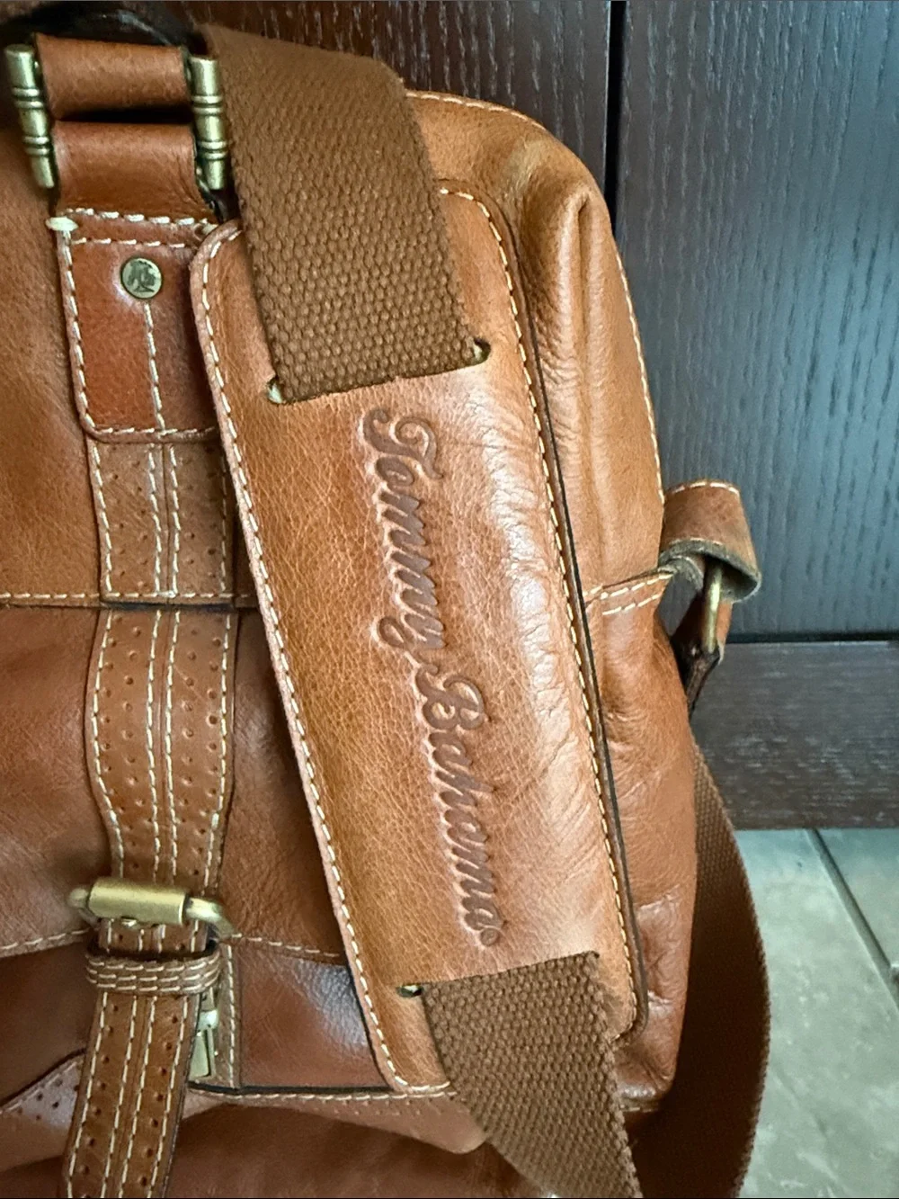 Tommy Bahama Genuine Leather Messenger Bag